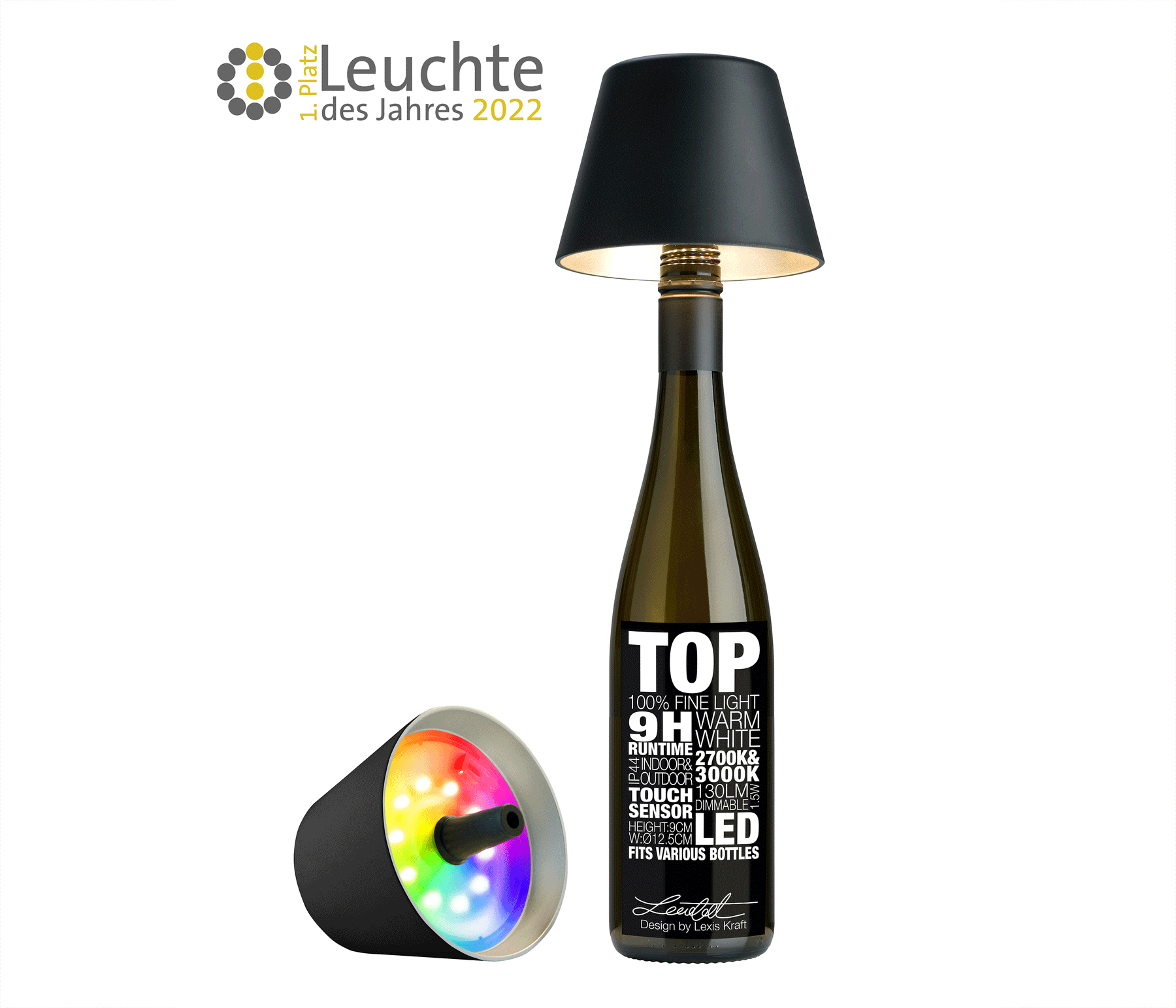 Sompex TOP 2.0 Akku-Flaschenleuchte LED schwarz