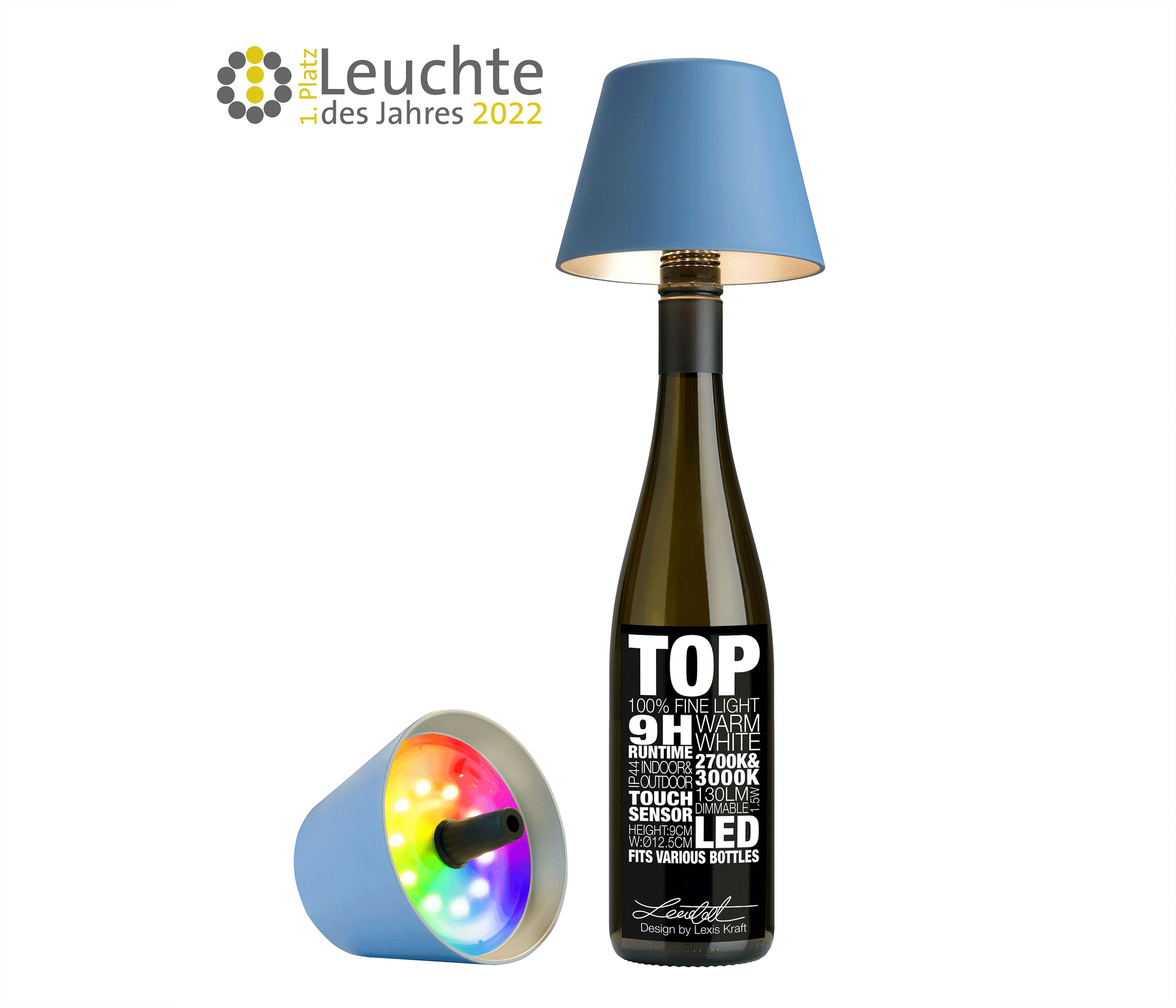 Sompex TOP 2.0 Akku-Flaschenleuchte LED blau