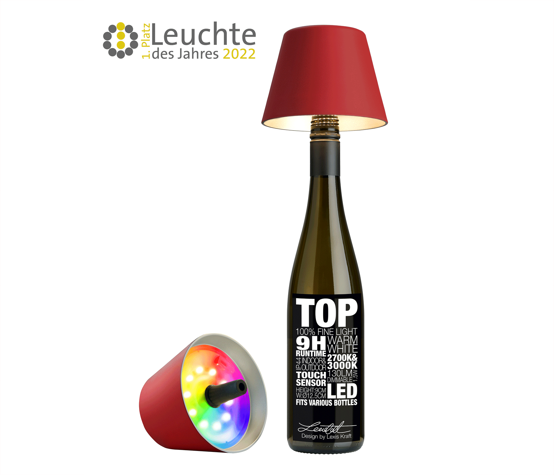 Sompex TOP 2.0 Akku-Flaschenleuchte LED rot