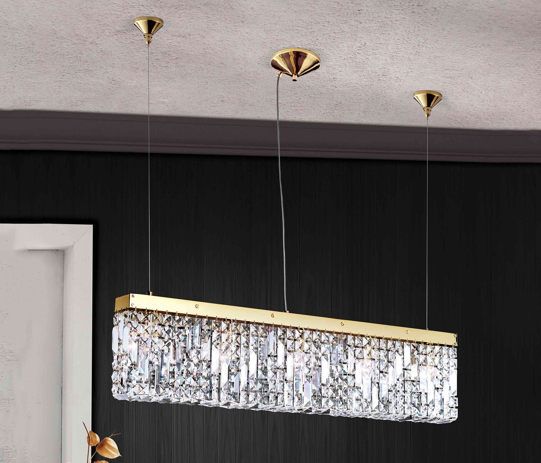 Orion Gerade Hängeleuchte Ring, 90 cm Kristallleuchte