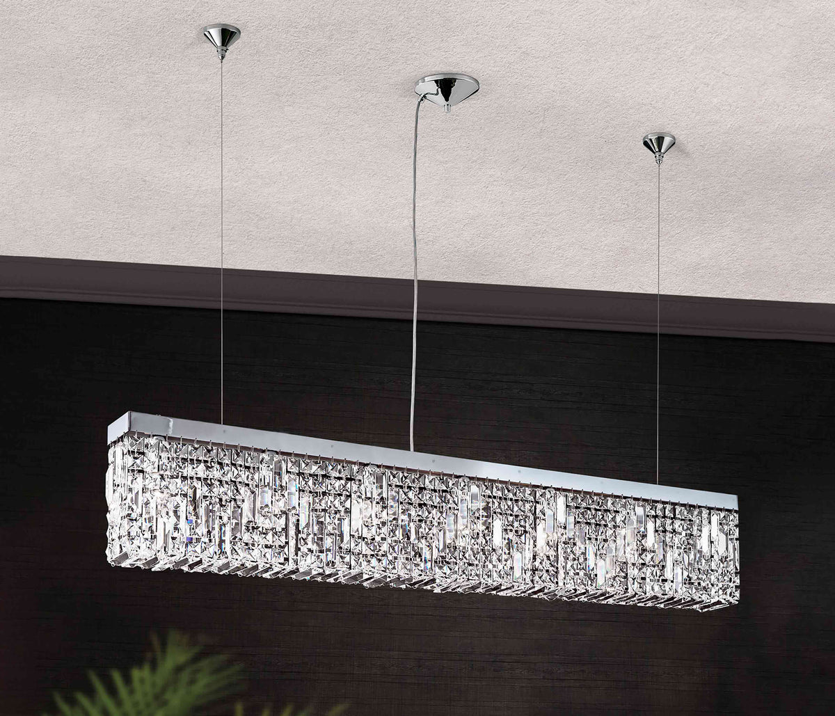 Orion Gerade Hängeleuchte Ring, 130 cm Kristallleuchte