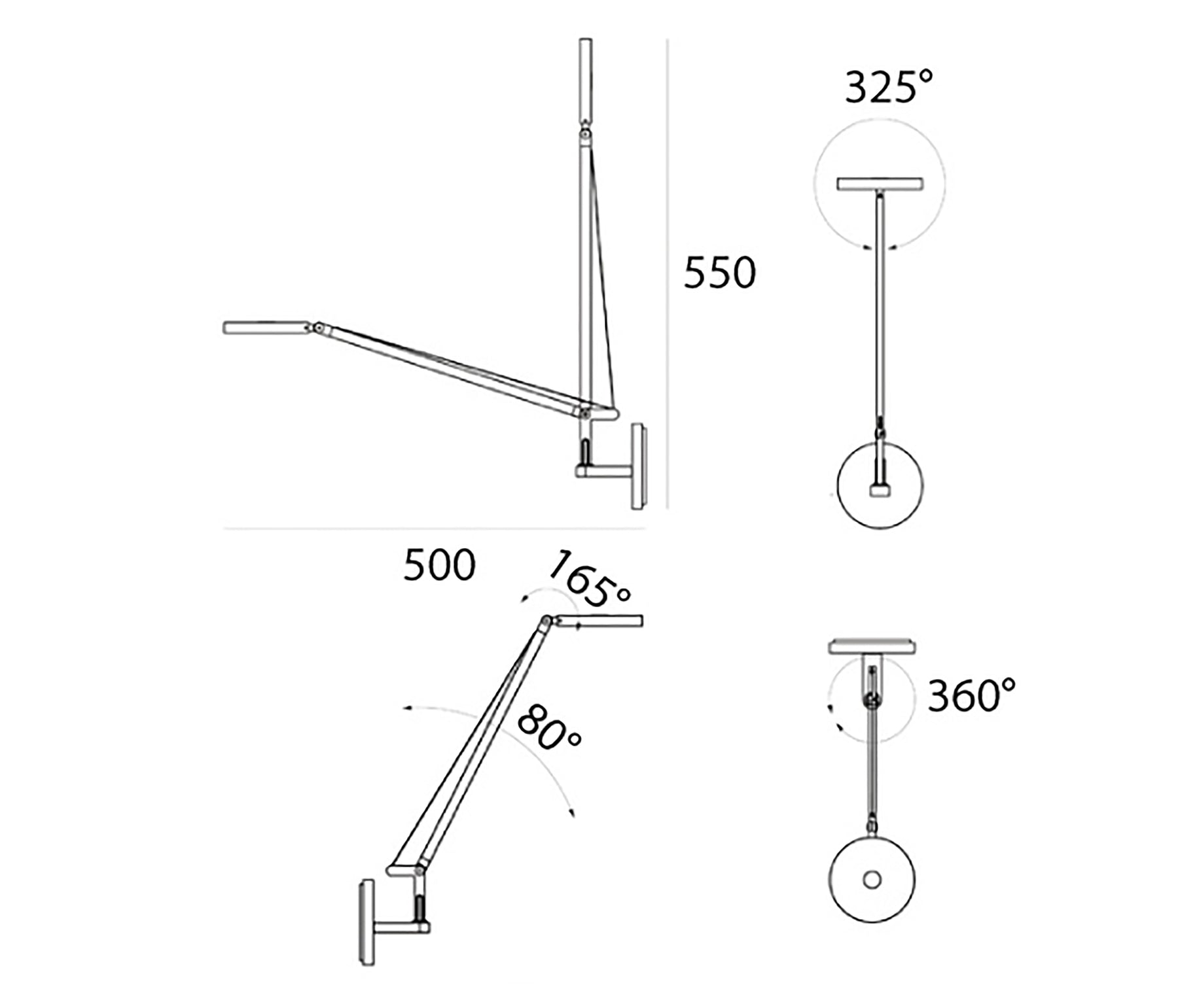 Artemide Demetra Micro Wall Wandleuchte LED anthrazitgrau