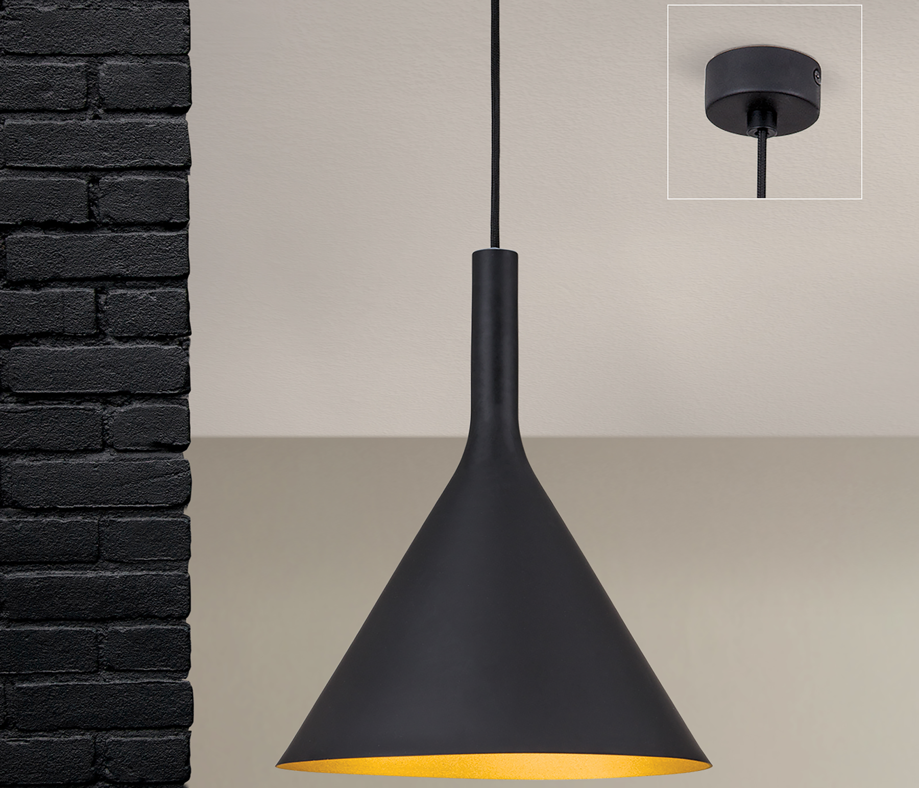 Orion Gunda Pendelleuchte schwarz/ gold