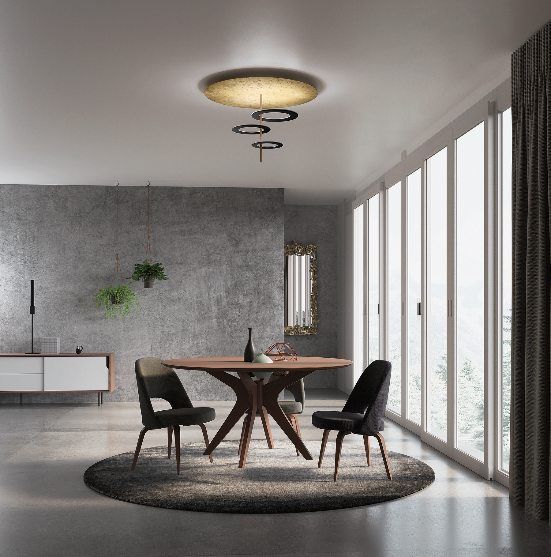 ICONE Hula Hoop P3 Deckenleuchte gold/ schwarz LED Esszimmer