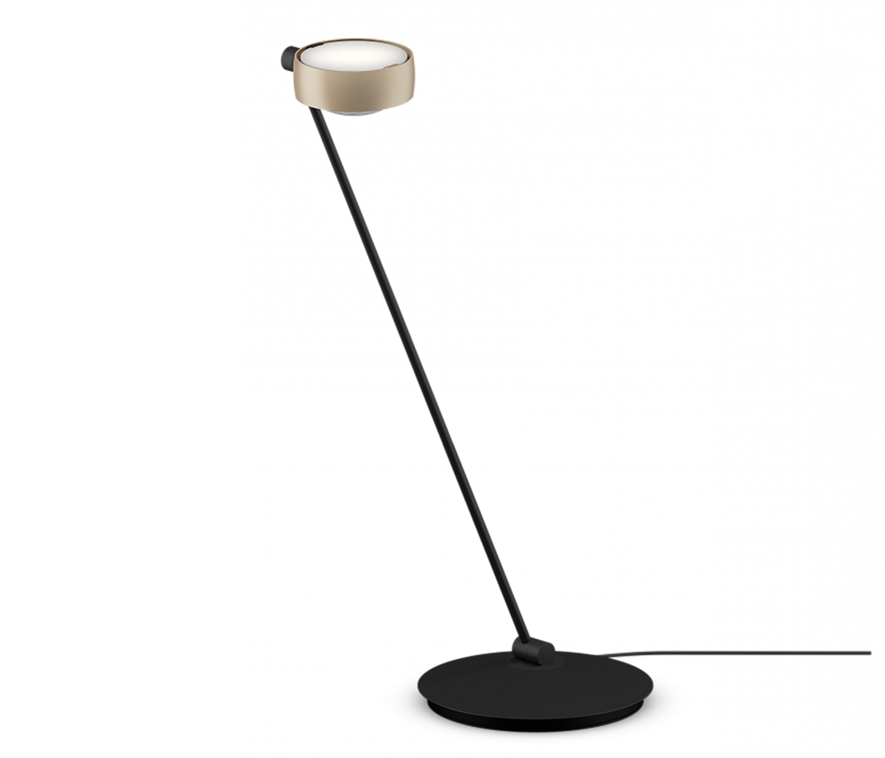 Occhio Sento tavolo Tischleuchte 80 cm gold matt schwarz matt rechts vom Objekt LED