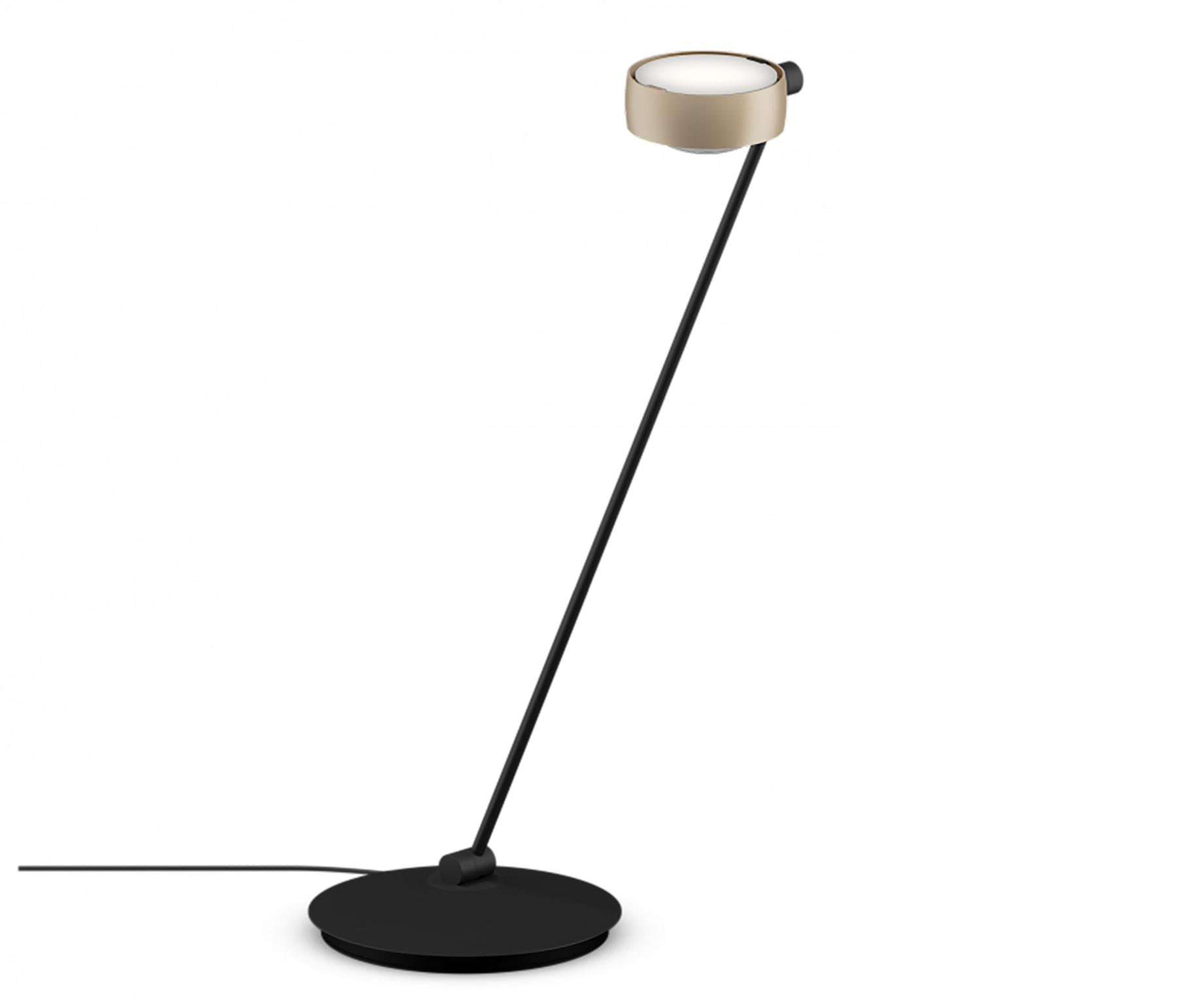 Occhio Sento tavolo Tischleuchte 80 cm gold matt schwarz matt links vom Objekt LED
