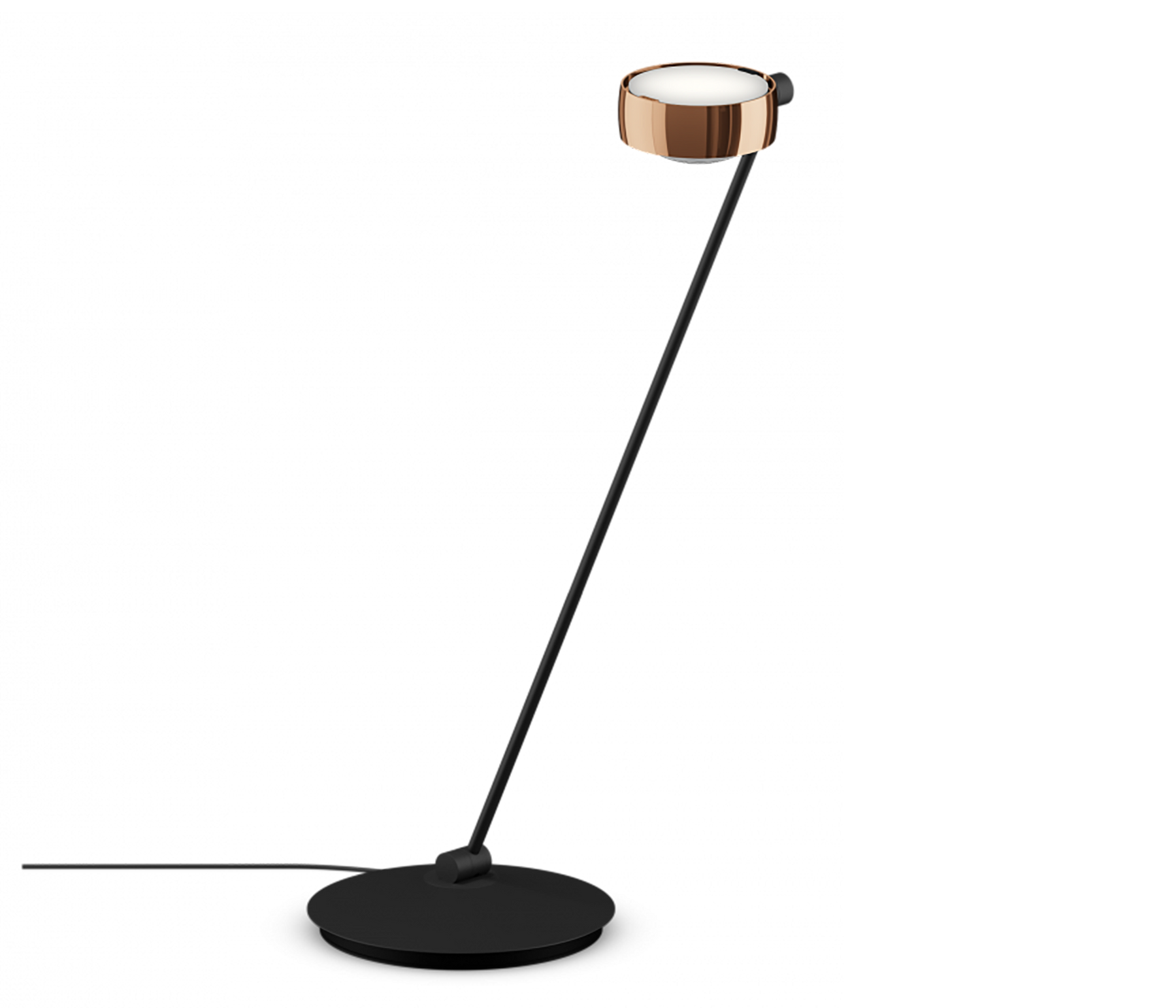 Occhio Sento tavolo Tischleuchte 80 cm roségold schwarz matt links vom Objekt LED