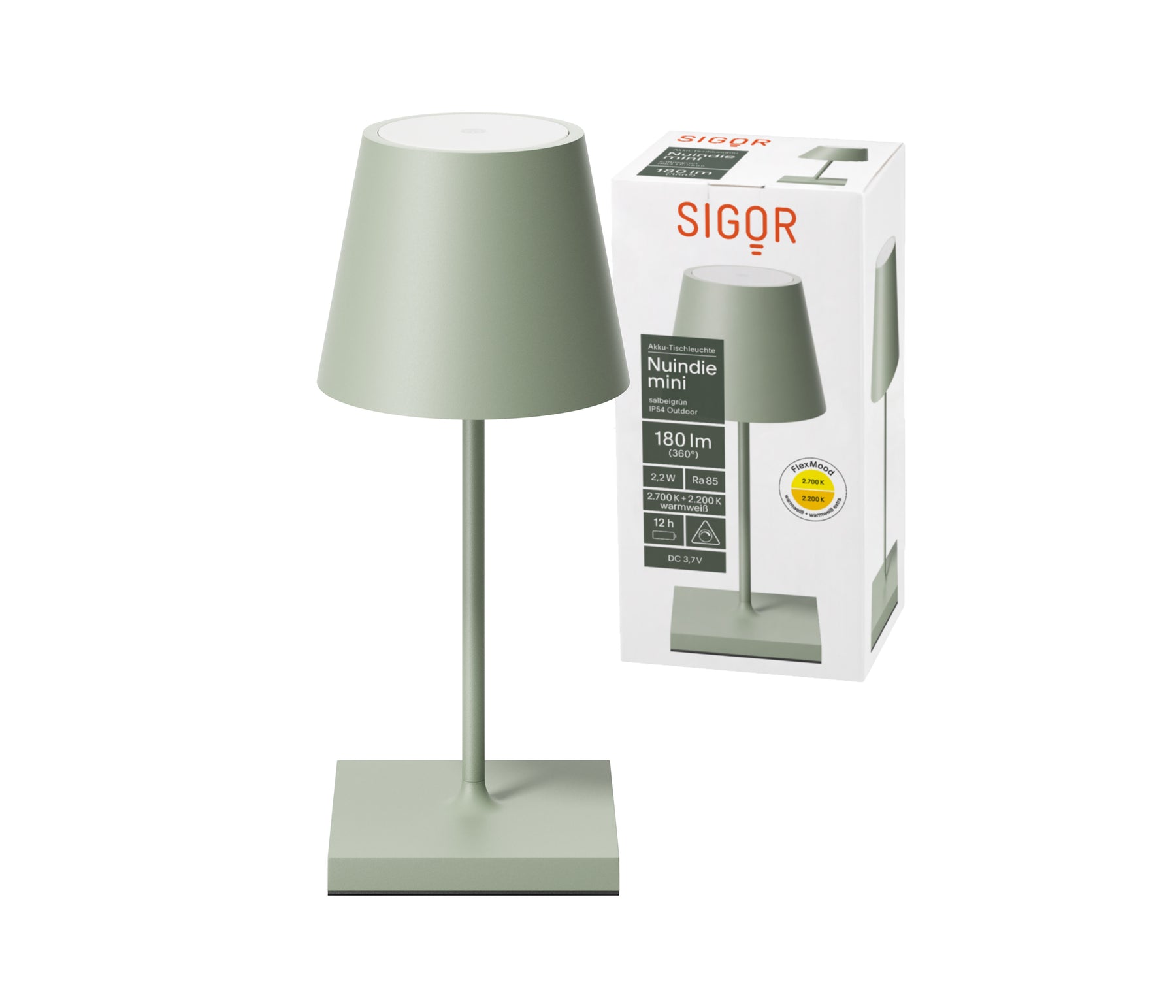 Sigor Nuindie Mini Akku-Tischleuchte LED grün