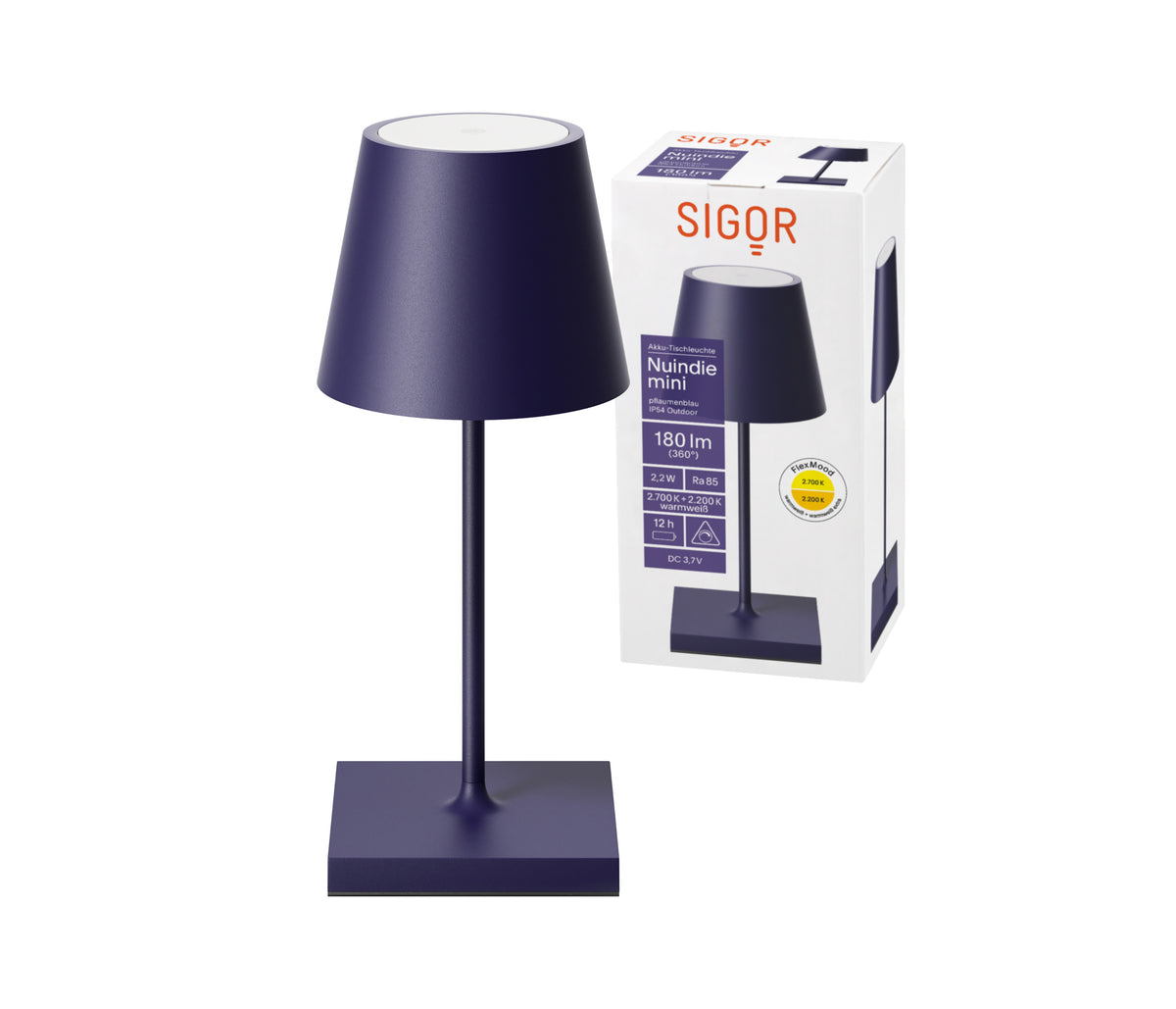 Sigor Nuindie Mini Akku-Tischleuchte LED pflaumenblau