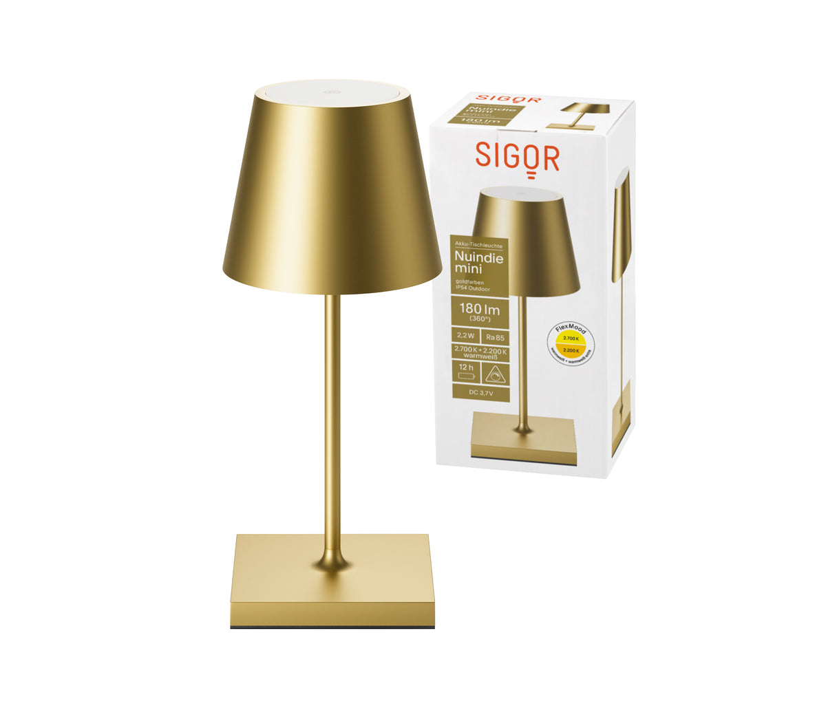 Sigor Nuindie Mini Akku-Tischleuchte LED gold