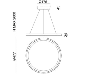 Stilnovo - Linea Light Hinomaru Ø 48 cm Pendelleuchte LED nickelschwarz
