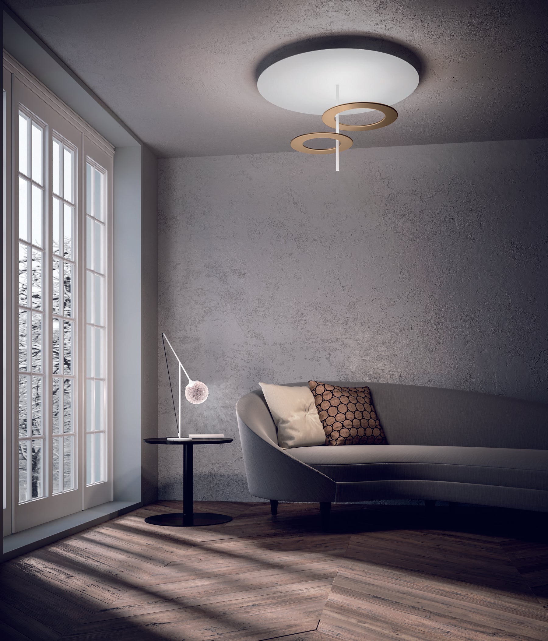 ICONE Hula Hoop P2 Deckenleuchte weiß/ Messing LED Wohnzimmer
