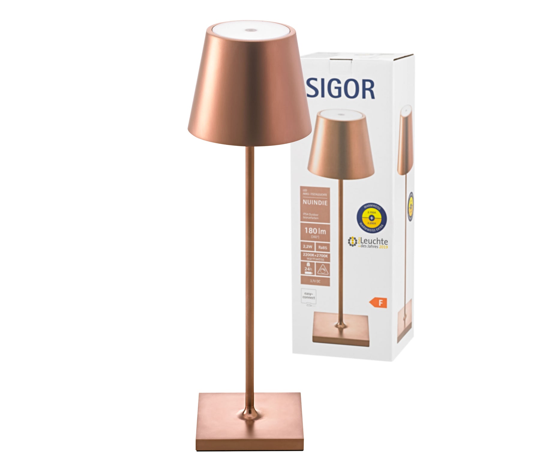 Sigor Nuindie Akku-Tischleuchte LED bronze