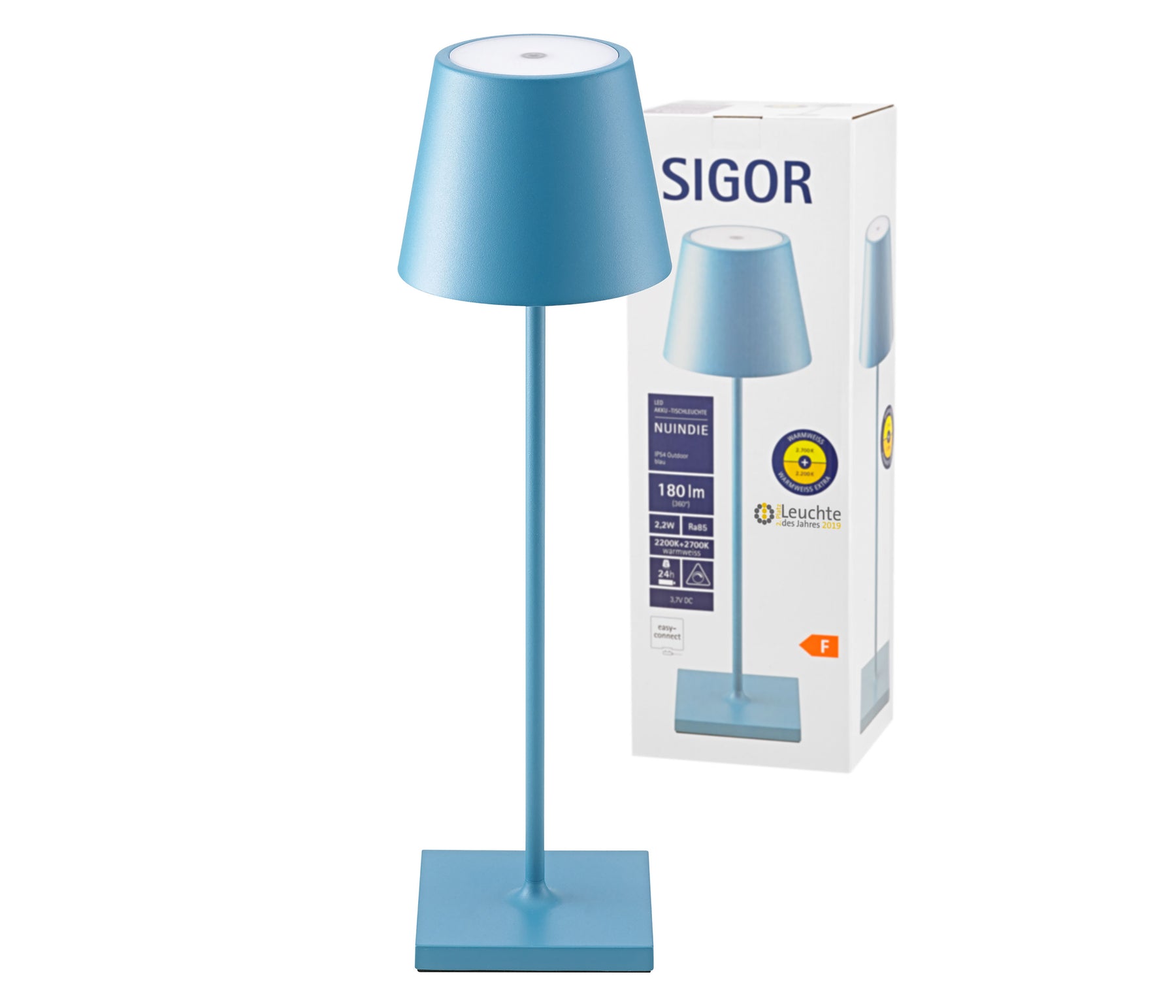 Sigor Nuindie Akku-Tischleuchte LED blau