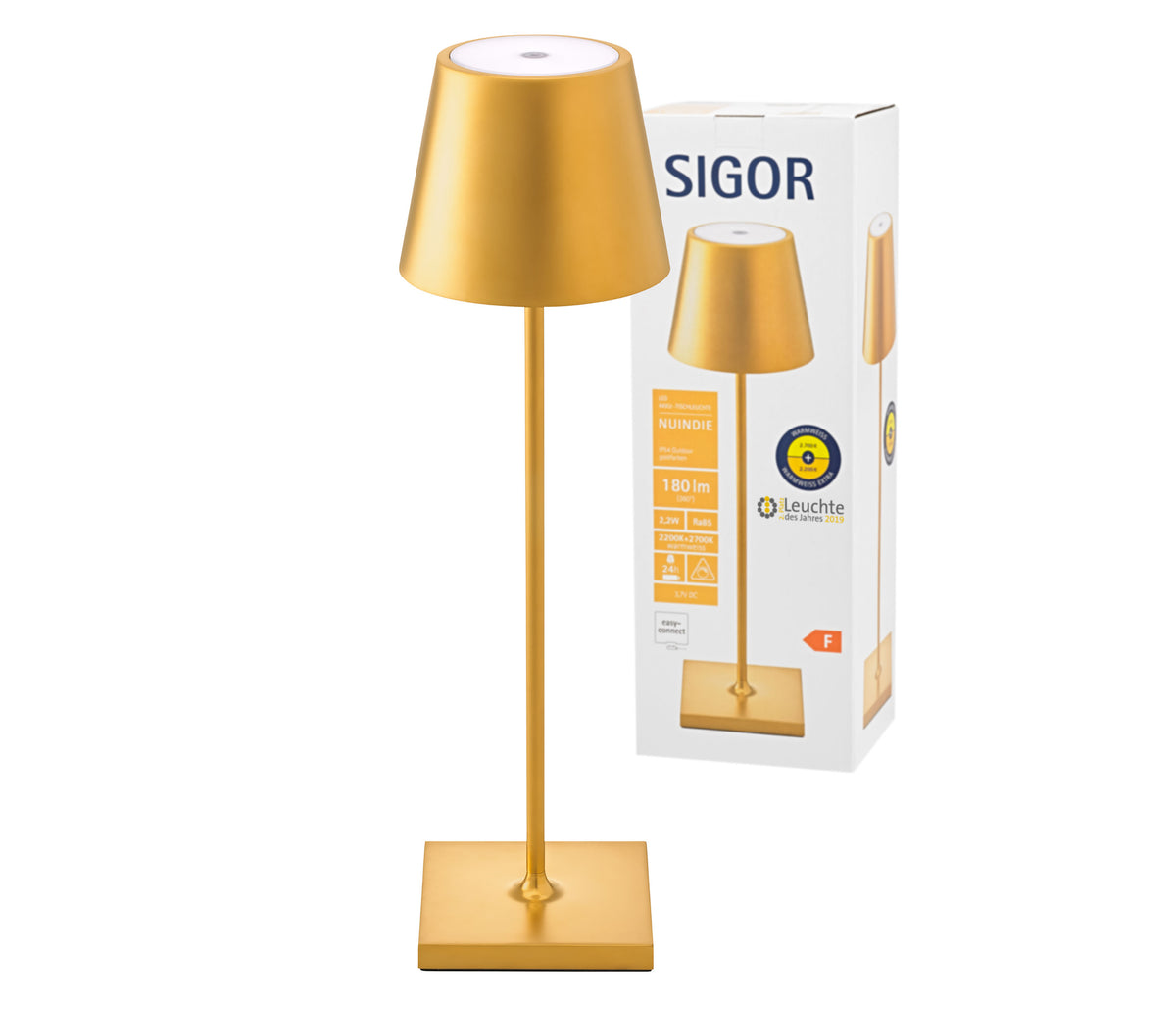 Sigor Nuindie Akku-Tischleuchte LED gold